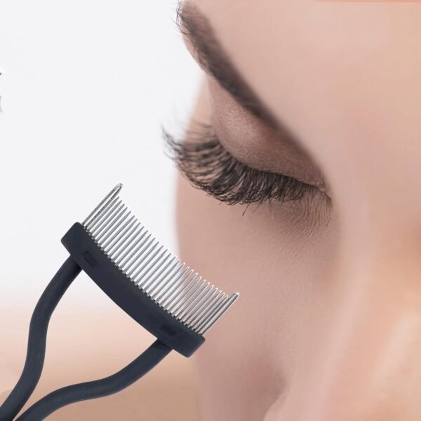Eyelash Comb MSQ Eyelash Separator Mascara Applicator Eyelash Definer With Comb Cover Arc Designed Cosmetic Brushes Tool Black (1PCS) - Image 3
