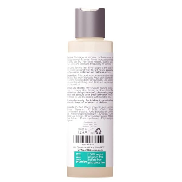 10% Glycolic Acid Face Wash - Exfoliating, Non Drying & Foaming AHA Cleanser - Anti-Aging, Skin Tone & Texture, Wrinkles, Pores, Blackheads - Sulfate Free, Oil Free, & Low PH - 6 oz. - Image 9
