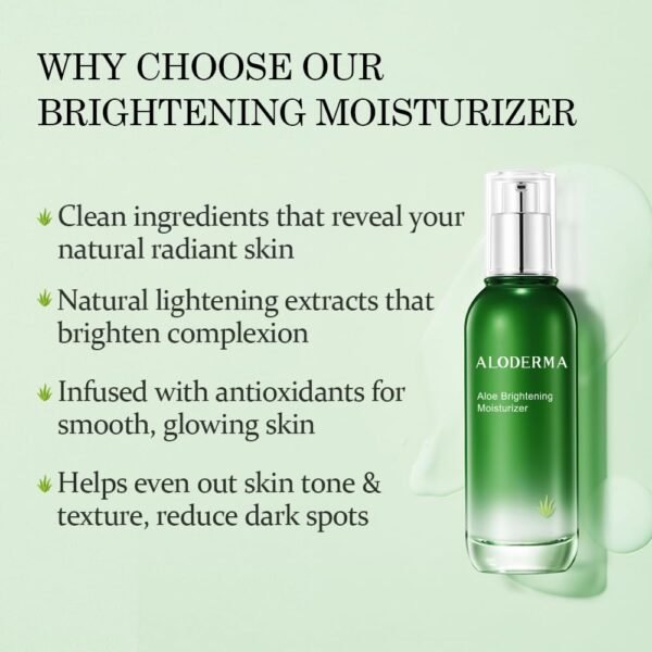Aloderma Brightening Face Moisturizer with 75% Organic Aloe Vera - Natural Aloe Facial Lotion to Nourish & Restore Radiance for Tired, Dull Skin, Revitalizing Lotion with Niacinamide, Squalane, 3.5oz - Image 4