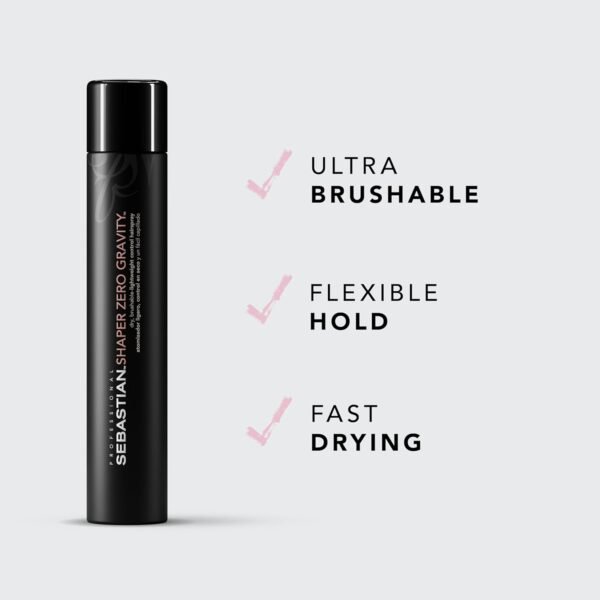 Sebastian Professional Shaper Zero Gravity Lightweight Hairspray | Brushable Lightweight, Flexible Hold | Fast Drying for Styling | For All Hair Types - Image 4