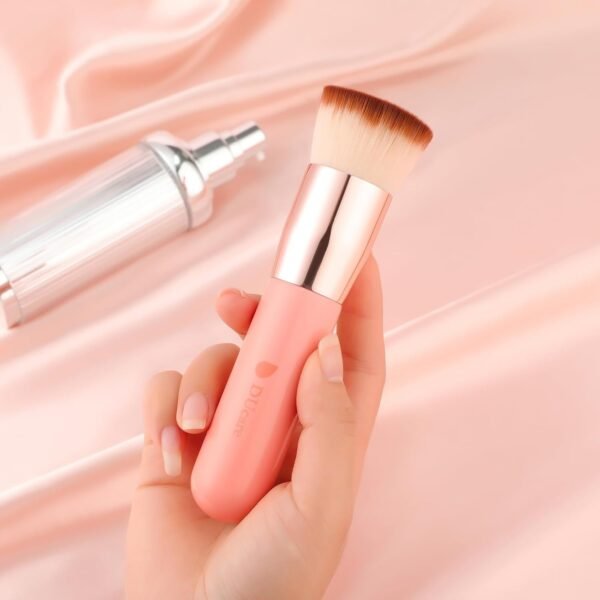DUcare Flat Top Kabuki Foundation Brush - Premium Makeup Brush for Liquid, Cream, and Powder - Buffing, Blending, and Face,Pink - Image 4