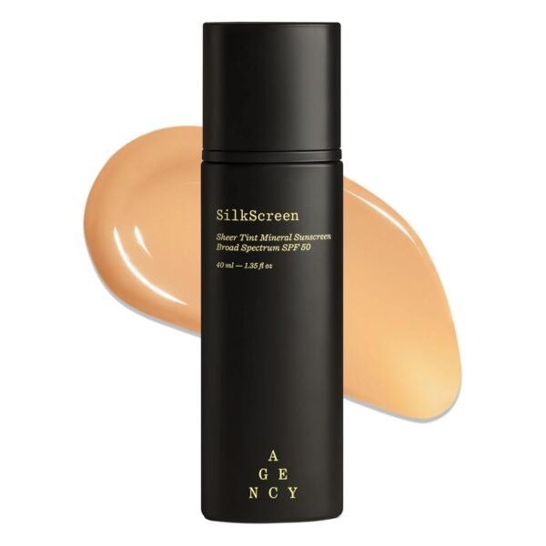 SilkScreen Sheer Tinted SPF 50 Mineral Face Sunscreen, Anti-Aging Hydrating Serum, Visibly Smooths and Enhances Glow, Agency by Curology, Light-Medium - Image 2