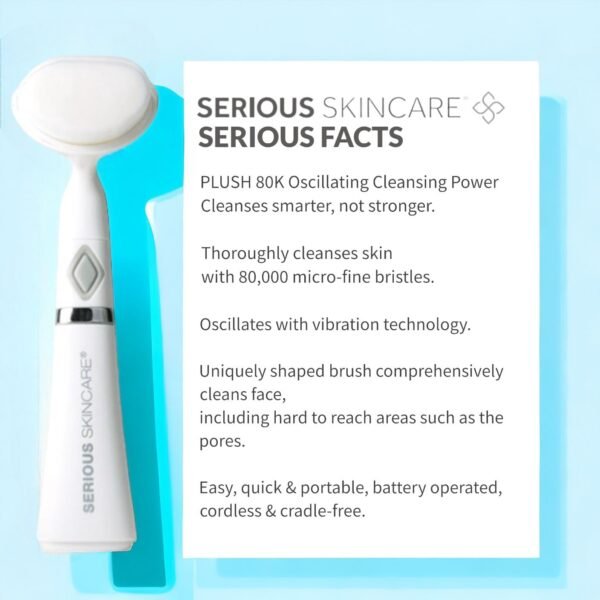 Serious Skincare Glycolic Facial Cleanser 12 oz. + Oscillating Facial Brush Cleansing Tool - Creamy Deep Pore Cleansing Formula - Glycolic Acid - Gentle - Oil Free Face Wash - Image 4