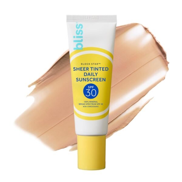 Bliss Block Star SPF 30 Daily Tinted Sunscreen with Zinc Oxide, Sunscreen & Makeup Primer- All Skin Tones - 100% Mineral Broad Spectrum Sunscreen with Titanium Dioxide & Antioxidant Blend,- 1.4 fl oz. - Image 2