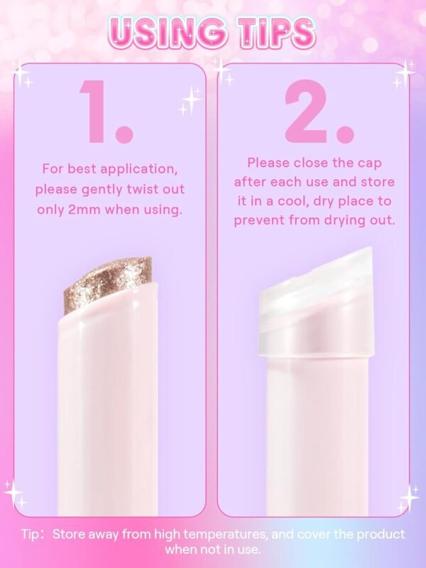 SHEGLAM Crystal Jelly Glaze Stick Eye Shadow Stick Eyeliner Brightener Pencil Crayon with Brush Easy to Blend Long Lasting Shimmer Eyeshadow-Rosy Gem - Image 4