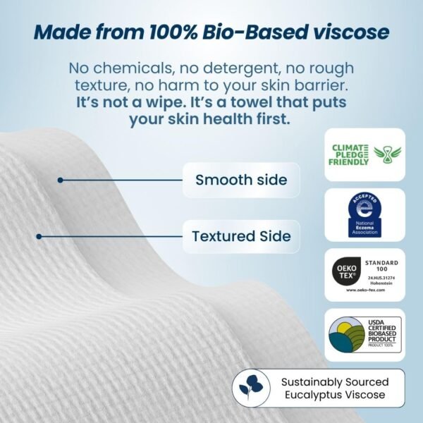 Clean Skin Club Clean Towels XL™, 100% USDA Biobased Face Towel, Disposable Face Towelette, Eczema Association Accepted, Makeup Remover Dry Wipes, Ultra Soft, 50 Ct, 1 Pack - Image 11