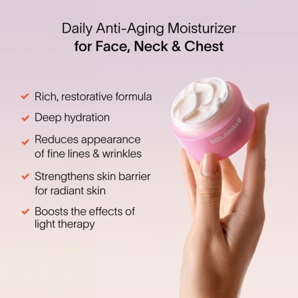 Solawave LightBoost Rich Cream for Face & Neck | Boosts Effects of Red Light Therapy | Daily Anti Aging & Skin Firming Moisturizer | Reduces Appearance of Fine Lines & Wrinkles, Increases Hydration - Image 3