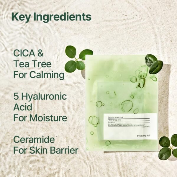 Pyunkang Yul Ceramide Calming Mask Pack 10 PCS - Korean Face Mask Skin Care Products, Beauty Face Mask Containing Panthenol, Hyaluronic Acid, Tea Tree, Shea Butter, Squalene and Cica, K-Beauty - Image 7