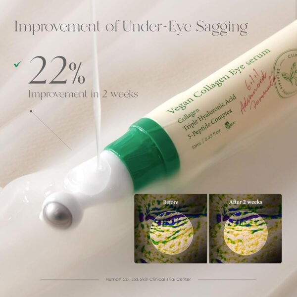 AXIS-Y Vegan Collagen Eye Serum - K Beauty Triple Hyaluronic Acid & Peptide Collagen Serum Improve Skin Elasticity, Reduce Fine Lines & Dark Circles - Vegan Korean Skin Care Eye Cream - 0.33 fl. oz. - Image 4