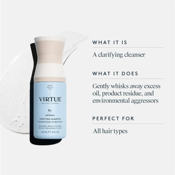 Virtue Clarifying Detox Sulfate Free Shampoo with Charcoal Powder to Remove Excess Oil and Product Build Up, Color Safe, 4 Fl Oz - Image 3