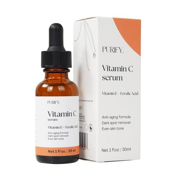 Purify 20% Vitamin C Serum - with Vitamin E & Ferulic Acid - Anti Aging - Brightening Face Serum - Pure Vit C for Dark Spots Correcting, Uneven Skin Tone, Wrinkles, Glow - 1 fl oz. - Image 2