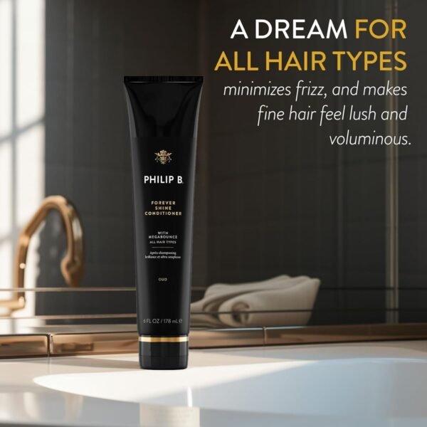 PHILIP B. Forever Shine Hair Conditioner With Notes of Pure Oud, 6 oz. (178 ml) | With Megabounce, Add Volume & Shine for Days, For All Hair Types - Image 3