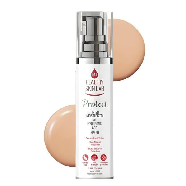 Protect Tinted Moisturizer & Mineral Sunscreen SPF 50, Hyaluronic Acid, Zinc Oxide, Titanium Dioxide for Deep Hydration, Dermatologist-Tested, Suitable for All Skin Types, 50ml - Image 2