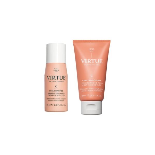 VIRTUE Curl Sulfate Free Shampoo and Conditioner Set with Jojoba Oil for Curly Hair with Frizz Control, Color Safe, Travel Size - Image 2
