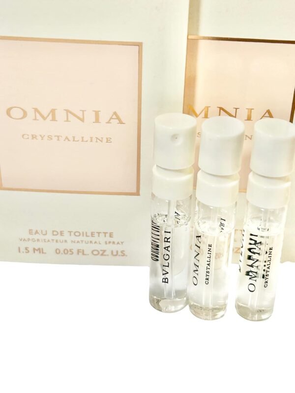 BVLGARI Omnia Crystalline Sample EDT 1.5 ml / 0.05 Fl Oz Women Perfume (Pack of 3) - Image 3
