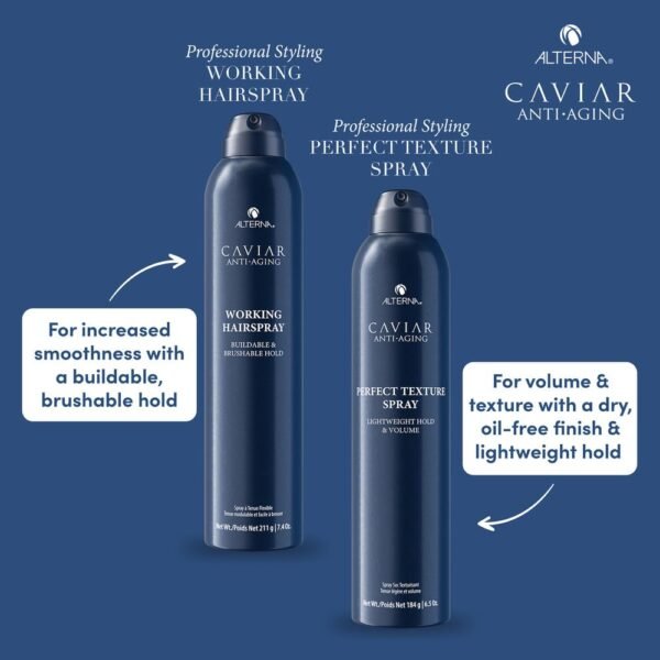 CAVIAR Anti-Aging Working Hairspray | Buildable, Brushable Hold | Helps Control Frizz & Adds Shine | Sulfate Free - Image 6