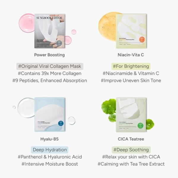 SUNGBOON EDITOR Deep Collagen Overnight mask 37gx4ea | Original Hydrating Collagen Face Mask | Real Collagen 2,160,000PPB for Elasticity |TikTok Trend Items Korean Skin Care - Image 9