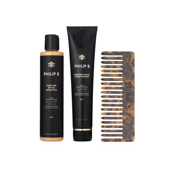 PHILIP B. Forever Shine Collection Kit - Limited Edition Set With Shampoo, Conditioner, Notes of Pure Oud & Detangling Comb - Image 2
