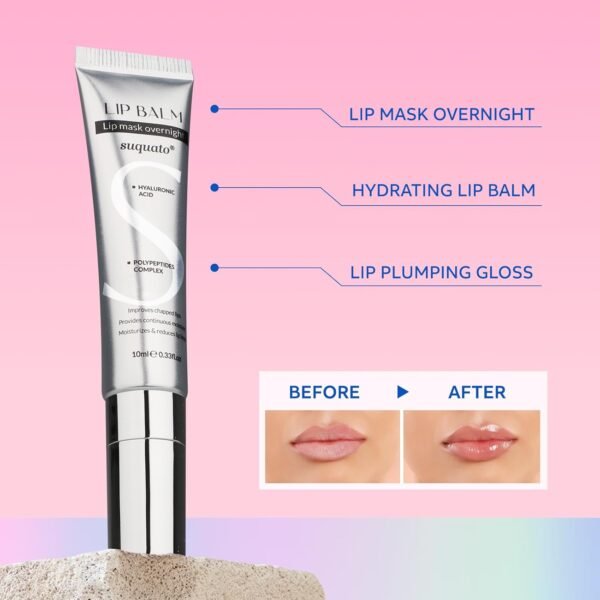 Peptide Lip Treatment Butter Balm: Mini Plumping Gloss Set for Dry Care, With Hyaluronic Acid and Mask Overnight for Glowy Skin, Travel Size Night Hydrating Balm - Image 3