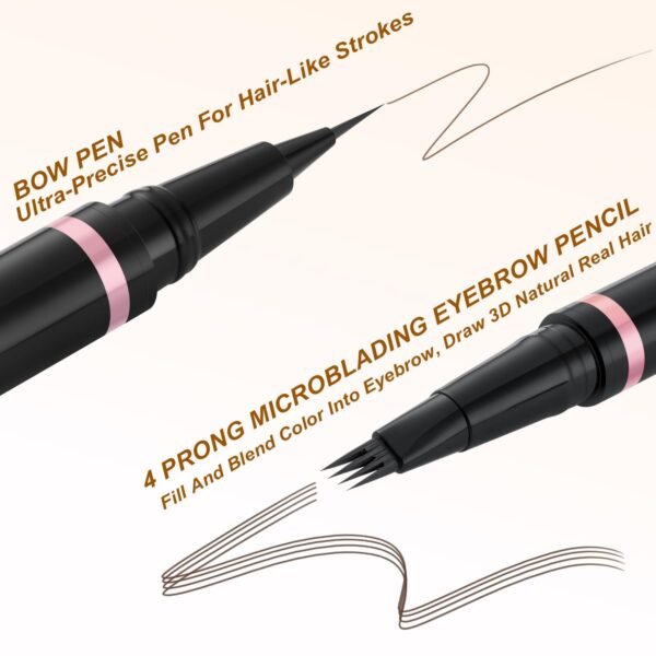 LAVONE Eyebrow Pencil Makeup Kit, with Waterproof 2-IN-1 Microblading Eyebrow Pen, Eyebrow Pomade, Eyeliner and Dual-ended Eyebrow Brush, Brow Pencil Kit for Natural Eyebrows - Dark Brown - Image 4