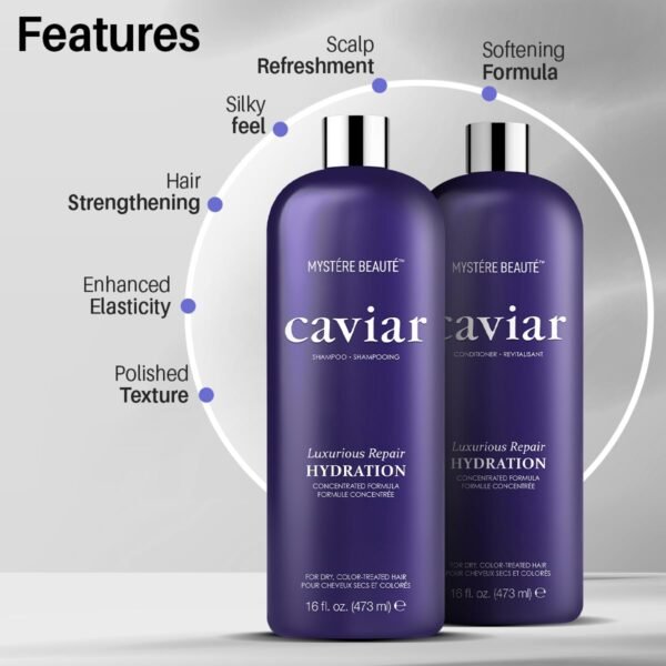 Caviar Shampoo and Conditioner | Luxury Caviar Hair Products for Hydration Moisturizing Caviar Hair Care Set Caviar Shampoo for Nourishment & Caviar Conditioner for Smooth Hair - 16 fl oz each - Image 4