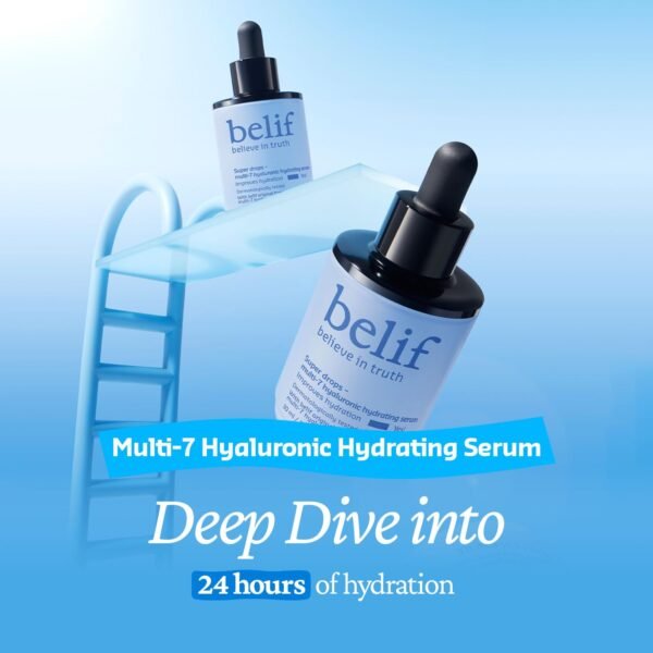 belif Super Drops Multi-7 Hyaluronic Hydrating Serum - 24-hr Moisturization, Hyaluronic Acid, Panthenol, Lightweight Daily Essence | Korean Skincare (1.01 fl. oz) - Image 8