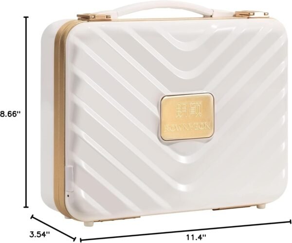 ROWNYEON Travel Makeup Case With Light Up Mirror - Portable Organizer and Train Case for Makeup Artists and Hairstylists with 5x Mirror(White) - Image 9