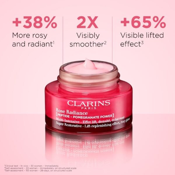 Clarins Super Restorative Rose Radiance Face Moisturizer | 2-in-1 Anti Aging + Radiance Boosting Day Cream for Mature Skin | Contains Radiance Peptides for a Rosy Glow| All Skin Types | 1.7 Ounces - Image 3
