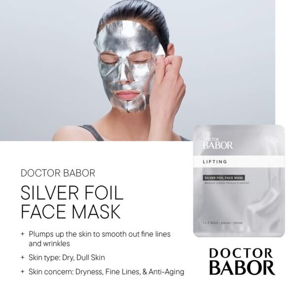 BABOR DOCTOR Lifting RX Silver Foil Mask, Hyaluronic Acid Sheet Mask Collagen Rebuilding and Protection Mask (4 Pack) - Image 3