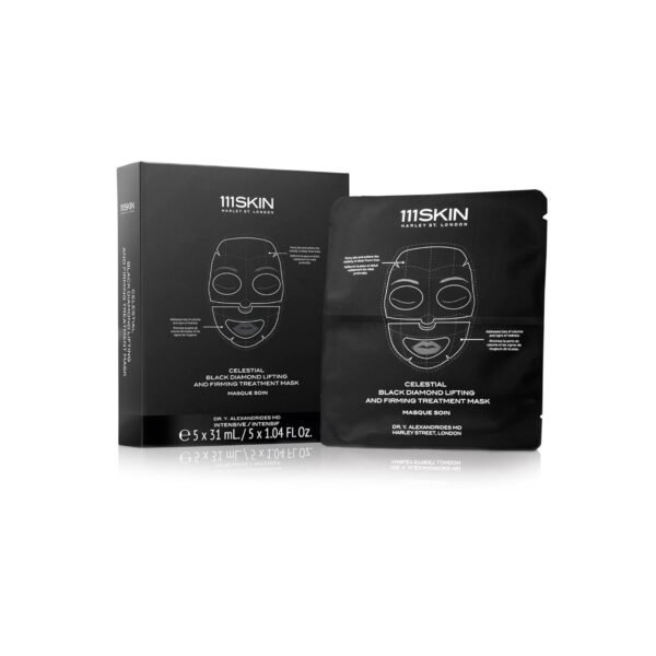 111SKIN Celestial Black Diamond Lifting and Firming Treatment Mask | Anti-Aging | Tone, Tighten, Retexturize Complexion | Set of 5 (2.5 oz each) - Image 2