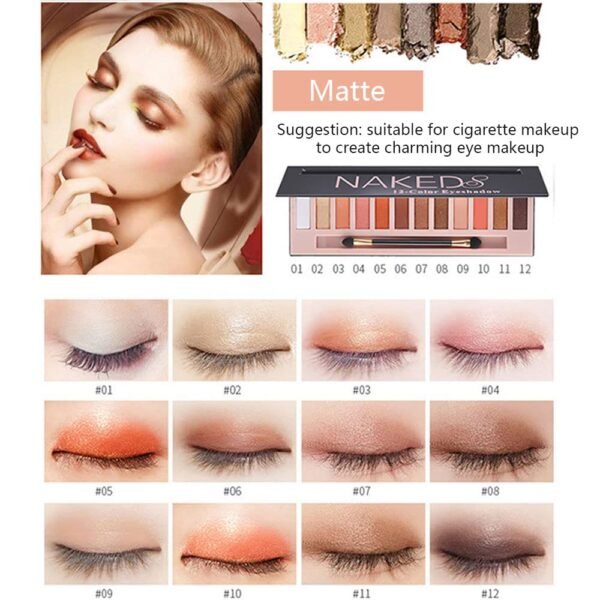 12-Color Pro Makeup Kit for Women - Eyeshadow, Foundation, Lipstick, Blush, Brushes, Eyeliner Stamp - Image 3
