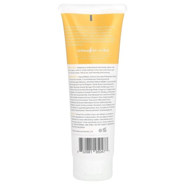 Cosmedica Skincare Vitamin C Facial Cleanser - 4 oz, Vitamin C for Anti-Aging – Gentle Face Cleanser Refreshes and Restores Skin’s Natural Vibrance and Clarity - Image 3
