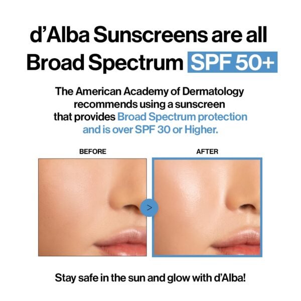 d'alba Piedmont Italian White Truffle Waterfull Essence Sunscreen, Vegan Skincare, Lightweight Sunscreen with BROAD SPECTRUM SPF 50+, Glowy, Safe for all Skin Types, Korean Skin Care (1.69 fl. oz) - Image 5