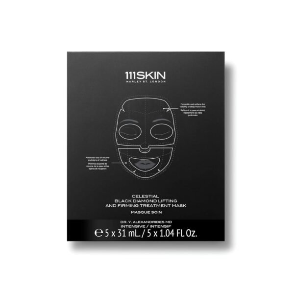 111SKIN Celestial Black Diamond Lifting and Firming Treatment Mask | Anti-Aging | Tone, Tighten, Retexturize Complexion | Set of 5 (2.5 oz each) - Image 7