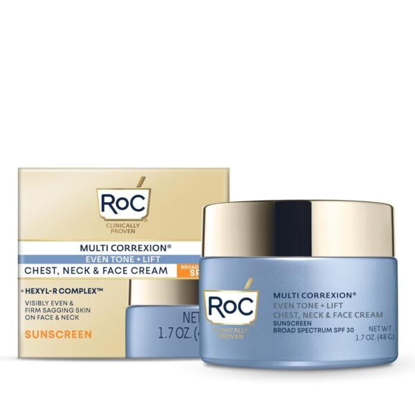 RoC Multi Correxion 5 in 1 Chest, Neck, and Face Moisturizer Cream with SPF 30, for Neck Firming and Wrinkles, Vitamin E & Shea Butter, Oil Free Skin Care, 1.7 Ounces (Packaging May Vary) - Image 2