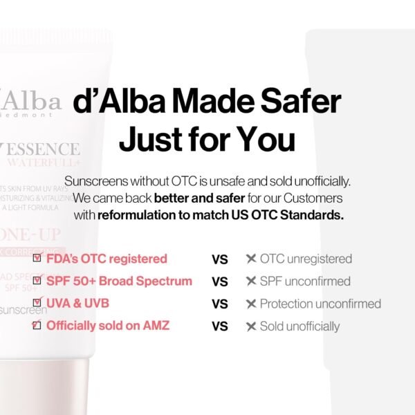 d'alba Piedmont Waterfull Tone-Up Sunscreen Serum BROAD SPECTRUM SPF 50 + Korean Sunscreen for Face, All Skin Tones, Sweat Proof Formula (1.69 fl.oz.) - Image 7