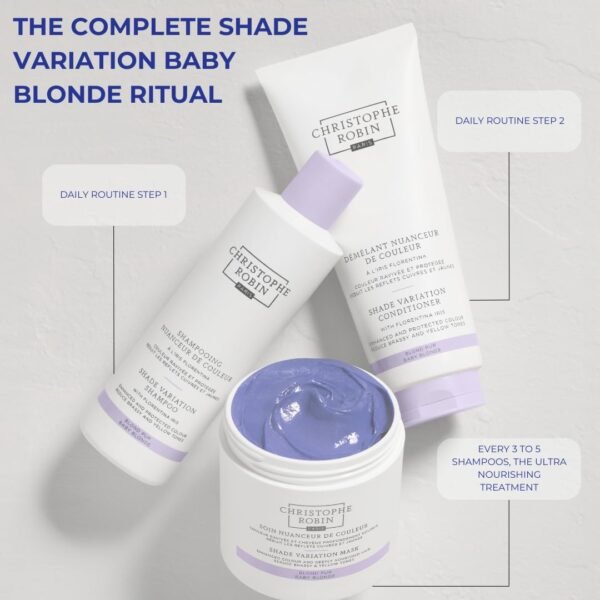 Christophe Robin Shade Variation Mask - Purple Hair Treatment for Neutralizing Brassy and Yellow Tones - Baby blonde 250ml - Image 9