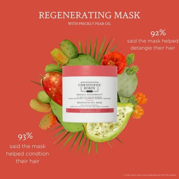Christophe Robin Regenerating Mask with Prickly Pear Seed Oil for Dry, Damaged and Chemically Treated Hair 8.4 fl. oz - Image 7