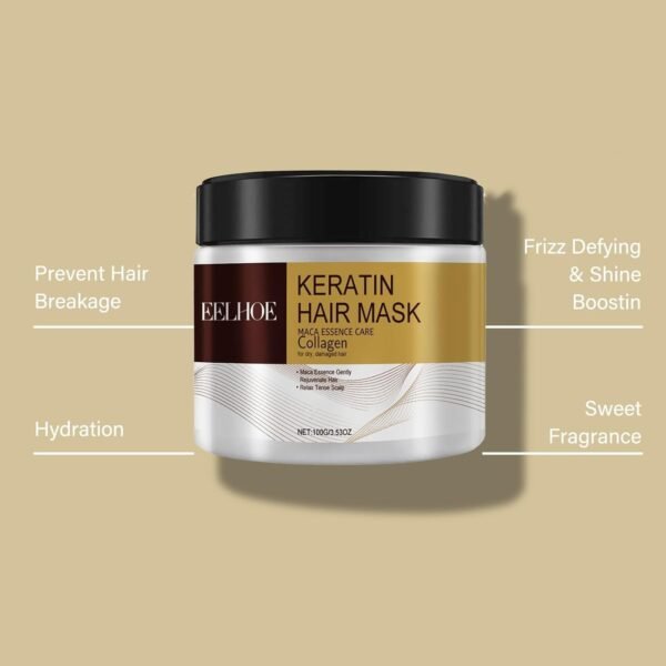 Collagen Hair Mask for Damaged Hair - Deep Repair Conditioning Argan Oil Treatment for Curly or Straight Thin Fine Hair 100ml - Image 3