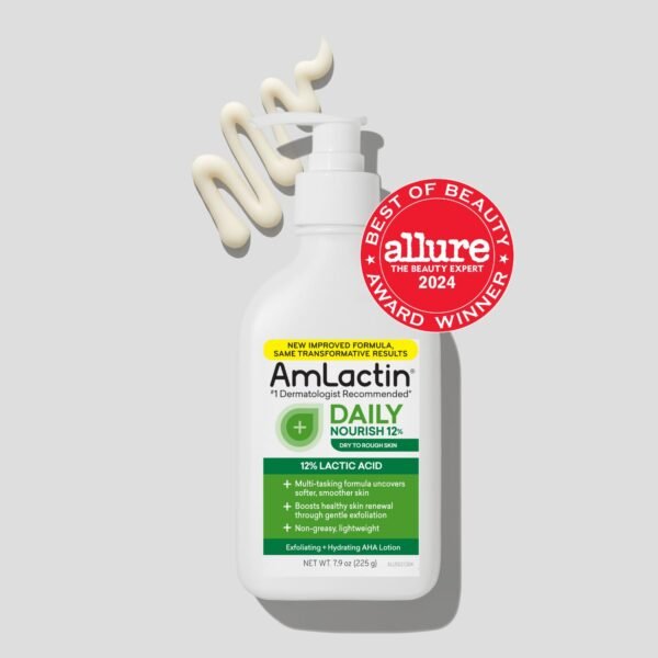 AmLactin Daily Moisturizing Lotion for Dry Skin, 7.9 oz Pump Bottle, 2-in-1 Exfoliator - Body Lotion with 12% Lactic Acid, Dermatologist-Recommended (Packaging May Vary) - Image 4