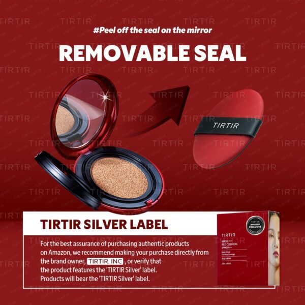 TIRTIR Mask Fit Red Cushion Foundation | Full coverage, Weightless, Skin fit, Satin Glow Finish, Korean Makeup, beauty, Tattoo cover up, Buildable (#23N Sand, 0.63 Fl Oz) - Image 6