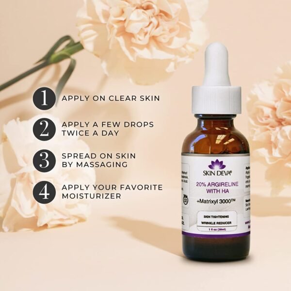 SKIN DEVA 20% Argireline Serum with Matrixyl 3000 Pure Hyaluronic Acid Serum For Face Deep Wrinkle Reducer Anti Aging Tones Skin and Stimulates Collagen Peptides Serum For Face - Image 4