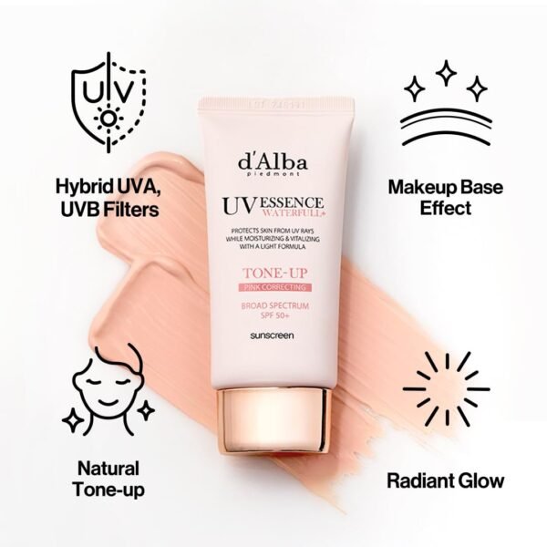 d'alba Piedmont Waterfull Tone-Up Sunscreen Serum BROAD SPECTRUM SPF 50 + Korean Sunscreen for Face, All Skin Tones, Sweat Proof Formula (1.69 fl.oz.) - Image 9