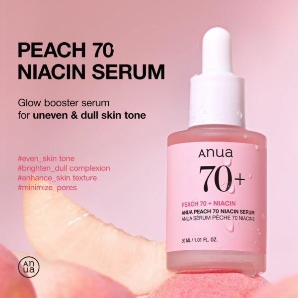Anua Peach 70 Niacinamide Serum 30ml / brightening hydrating face serum/daily clean beauty (1.01 fl. oz.) - Image 4