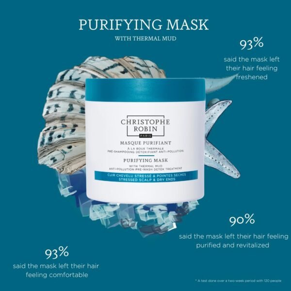 Christophe Robin Purifying Pre-Shampoo Mud Mask With Thermal Mud - Pre-Wash Oily Scalp Treatment 8.4 fl. oz - Image 6