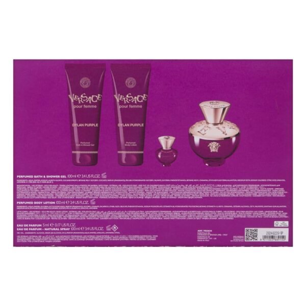 Versace Dylan Purple for Women 4 Piece Set Includes: 3.4 oz Eau de Parfum Spray + 3.4 oz Perfumed Bath Shower Gel + 3.4 oz Perfumed Body Lotion + 0.17 oz Eau de Parfum - Image 3