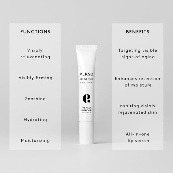 Verso Skin Care | Moisturizing Lip Serum with Retinol 8 | Anti Aging Lip Plumper for Soft Lips & Youthful Skin | Lip Care Made Easy (0.5 fl oz) - Image 4