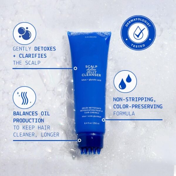 AAVRANI Scalp Detox Jelly Cleanser - Sulfate-Free Clarifying Shampoo - with Glycolic Acid & Vitamin E to Remove Build Up and Excess Oil - Color-Safe - Vegan - 8.4 Fl Oz - Image 6