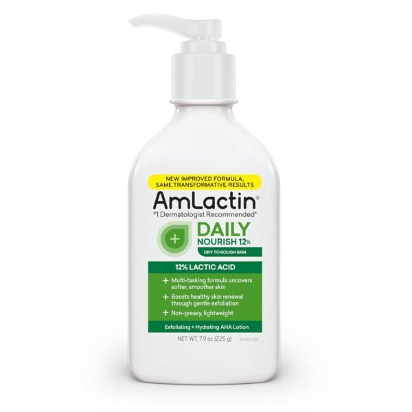 AmLactin Daily Moisturizing Lotion for Dry Skin, 7.9 oz Pump Bottle, 2-in-1 Exfoliator - Body Lotion with 12% Lactic Acid, Dermatologist-Recommended (Packaging May Vary) - Image 2