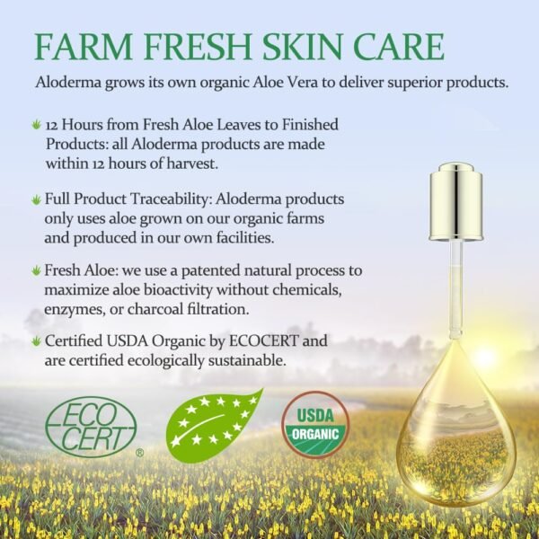 Aloderma Brightening Face Moisturizer with 75% Organic Aloe Vera - Natural Aloe Facial Lotion to Nourish & Restore Radiance for Tired, Dull Skin, Revitalizing Lotion with Niacinamide, Squalane, 3.5oz - Image 6